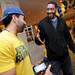 Michigan alumni Bharat Sharma, of Chicago, chats with former Michigan basketball player and Fab Fiver Jimmy King after the Michigan Alumni Association pep rally at the Renaissance Atlanta Waverly Hotel in Atlanta on Friday, April 5, 2015. Melanie Maxwell I AnnArbor.com